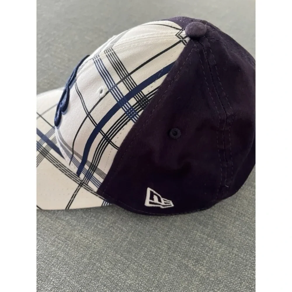 New Era 39THIRTY Tampa Bay Rays‎ MLB Plaid Stretch Fit Hat Navy White Med-Large